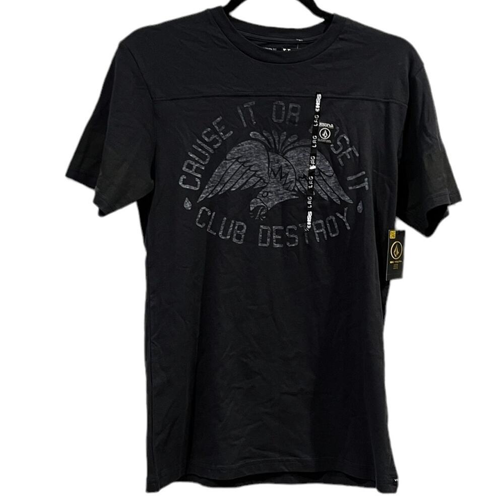 Volcom Boys Big Youth Black Graphic Tee Size L (12-14) NWT 100% Cotton